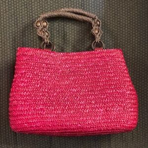 Croft and Barrow Woven Straw Purse with Beaded Woven Handles